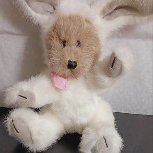 BOYDS BEAR Tan with white bunny outfit Era paw and hands aew velvet Vintage.